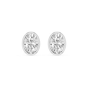 Oval Lab Grown Diamond Bezel Set Certified Stud Earrings