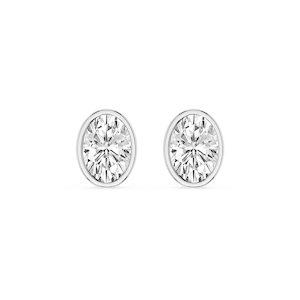 Oval Lab Grown Diamond Bezel Set Certified Stud Earrings