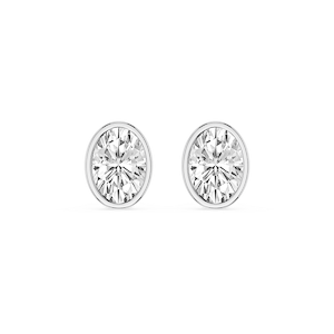 Oval Lab Grown Diamond Bezel Set Certified Stud Earrings