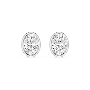 Oval Lab Grown Diamond Bezel Set Certified Stud Earrings