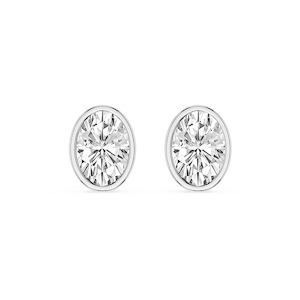 Oval Lab Grown Diamond Bezel Set Certified Stud Earrings