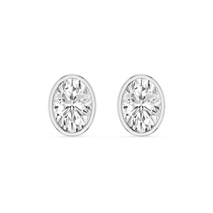 Oval Lab Grown Diamond Bezel Set Certified Stud Earrings