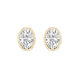 Oval Lab Grown Diamond Bezel Set Certified Stud Earrings