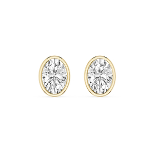 Oval Lab Grown Diamond Bezel Set Certified Stud Earrings