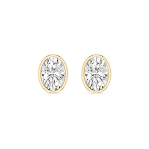 Oval Lab Grown Diamond Bezel Set Certified Stud Earrings