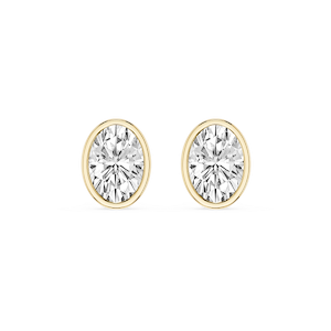 Oval Lab Grown Diamond Bezel Set Certified Stud Earrings