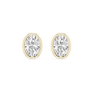 Oval Lab Grown Diamond Bezel Set Certified Stud Earrings