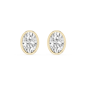 Oval Lab Grown Diamond Bezel Set Certified Stud Earrings