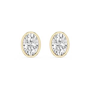 Oval Lab Grown Diamond Bezel Set Certified Stud Earrings