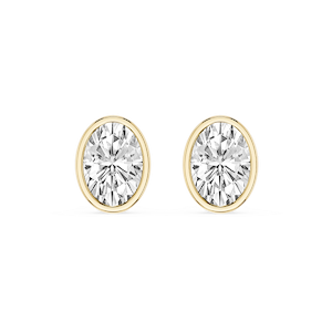 Oval Lab Grown Diamond Bezel Set Certified Stud Earrings