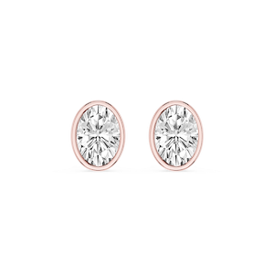 Oval Lab Grown Diamond Bezel Set Stud Earrings