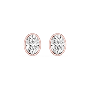 Oval Lab Grown Diamond Bezel Set Stud Earrings