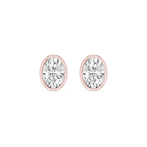 Oval Lab Grown Diamond Bezel Set Stud Earrings