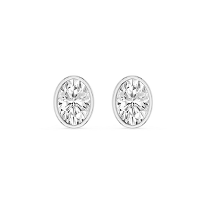 Oval Lab Grown Diamond Bezel Set Stud Earrings