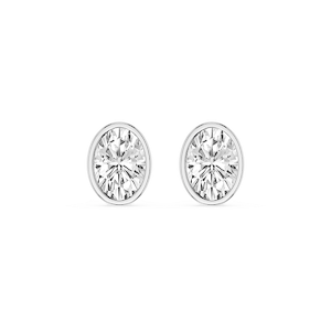 Oval Lab Grown Diamond Bezel Set Stud Earrings