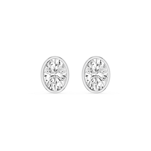 Oval Lab Grown Diamond Bezel Set Stud Earrings