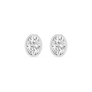 Oval Lab Grown Diamond Bezel Set Stud Earrings