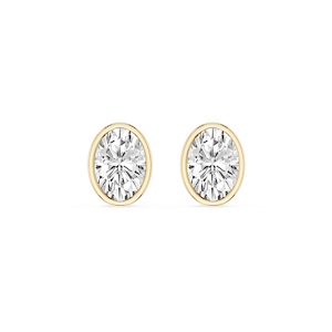 Oval Lab Grown Diamond Bezel Set Stud Earrings