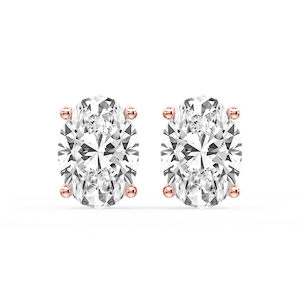 Oval Certified Lab Grown Diamond Classic Four Prong Guardian Back Stud Earrings