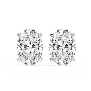 Oval Certified Lab Grown Diamond Classic Four Prong Guardian Back Stud Earrings