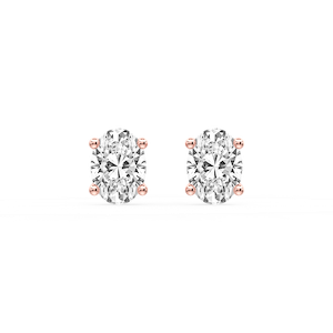 Oval Certified Lab Grown Diamond Classic Four Prong Guardian Back Stud Earrings