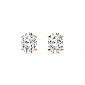 Oval Certified Lab Grown Diamond Classic Four Prong Guardian Back Stud Earrings