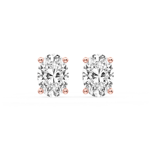 Oval Certified Lab Grown Diamond Classic Four Prong Guardian Back Stud Earrings