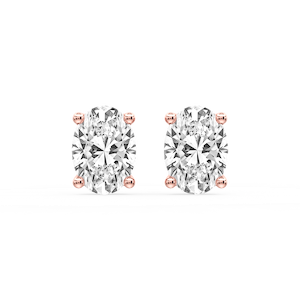 Oval Certified Lab Grown Diamond Classic Four Prong Guardian Back Stud Earrings