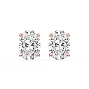 Oval Certified Lab Grown Diamond Classic Four Prong Guardian Back Stud Earrings
