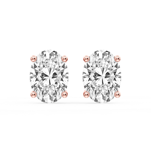 Oval Certified Lab Grown Diamond Classic Four Prong Guardian Back Stud Earrings