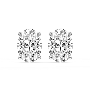 Oval Certified Lab Grown Diamond Classic Four Prong Guardian Back Stud Earrings
