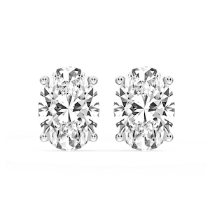 Oval Certified Lab Grown Diamond Classic Four Prong Guardian Back Stud Earrings