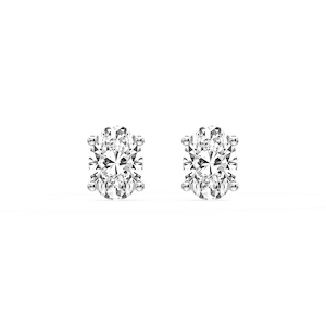 Oval Certified Lab Grown Diamond Classic Four Prong Guardian Back Stud Earrings