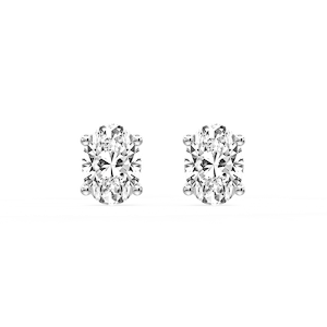 Oval Certified Lab Grown Diamond Classic Four Prong Guardian Back Stud Earrings