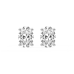 Oval Certified Lab Grown Diamond Classic Four Prong Guardian Back Stud Earrings