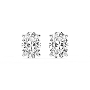 Oval Certified Lab Grown Diamond Classic Four Prong Guardian Back Stud Earrings