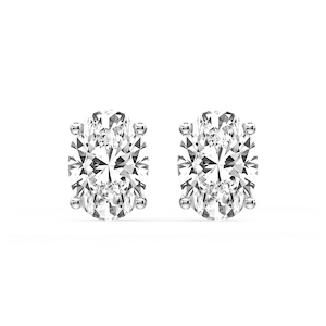 Oval Certified Lab Grown Diamond Classic Four Prong Guardian Back Stud Earrings