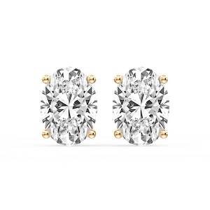 Oval Certified Lab Grown Diamond Classic Four Prong Guardian Back Stud Earrings