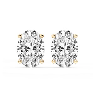 Oval Certified Lab Grown Diamond Classic Four Prong Guardian Back Stud Earrings