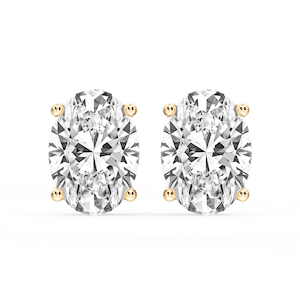 Oval Certified Lab Grown Diamond Classic Four Prong Guardian Back Stud Earrings