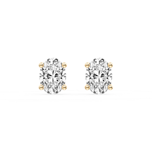 Oval Certified Lab Grown Diamond Classic Four Prong Guardian Back Stud Earrings