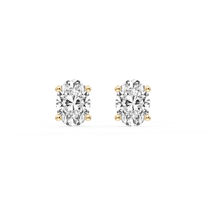 Oval Certified Lab Grown Diamond Classic Four Prong Guardian Back Stud Earrings