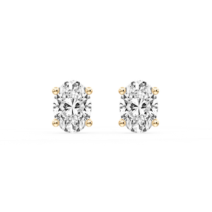 Oval Certified Lab Grown Diamond Classic Four Prong Guardian Back Stud Earrings