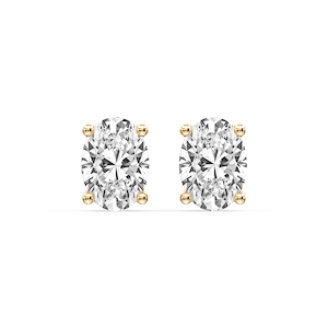 Oval Certified Lab Grown Diamond Classic Four Prong Guardian Back Stud Earrings