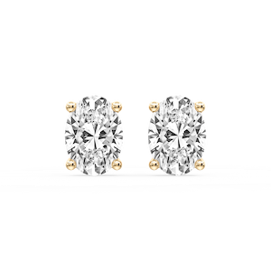 Oval Certified Lab Grown Diamond Classic Four Prong Guardian Back Stud Earrings