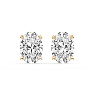 Oval Certified Lab Grown Diamond Classic Four Prong Guardian Back Stud Earrings