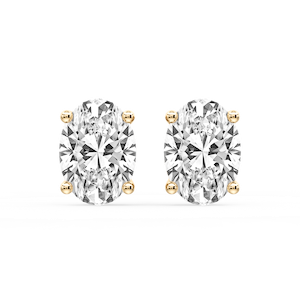 Oval Certified Lab Grown Diamond Classic Four Prong Guardian Back Stud Earrings