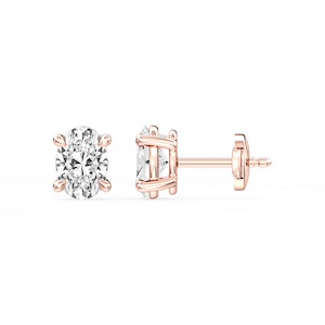 Oval Certified Lab Grown Diamond Claw Prong Guardian Back Stud Earrings