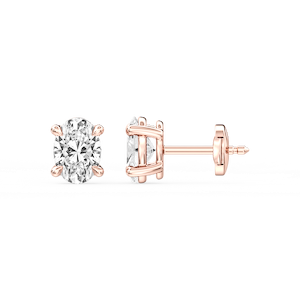 Oval Certified Lab Grown Diamond Claw Prong Guardian Back Stud Earrings