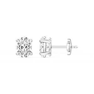 Oval Certified Lab Grown Diamond Claw Prong Guardian Back Stud Earrings